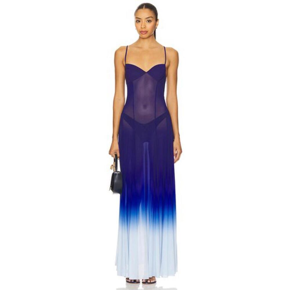 Leslie Amon Timeless Ombre Sea Dress in Deep Blue Ombre